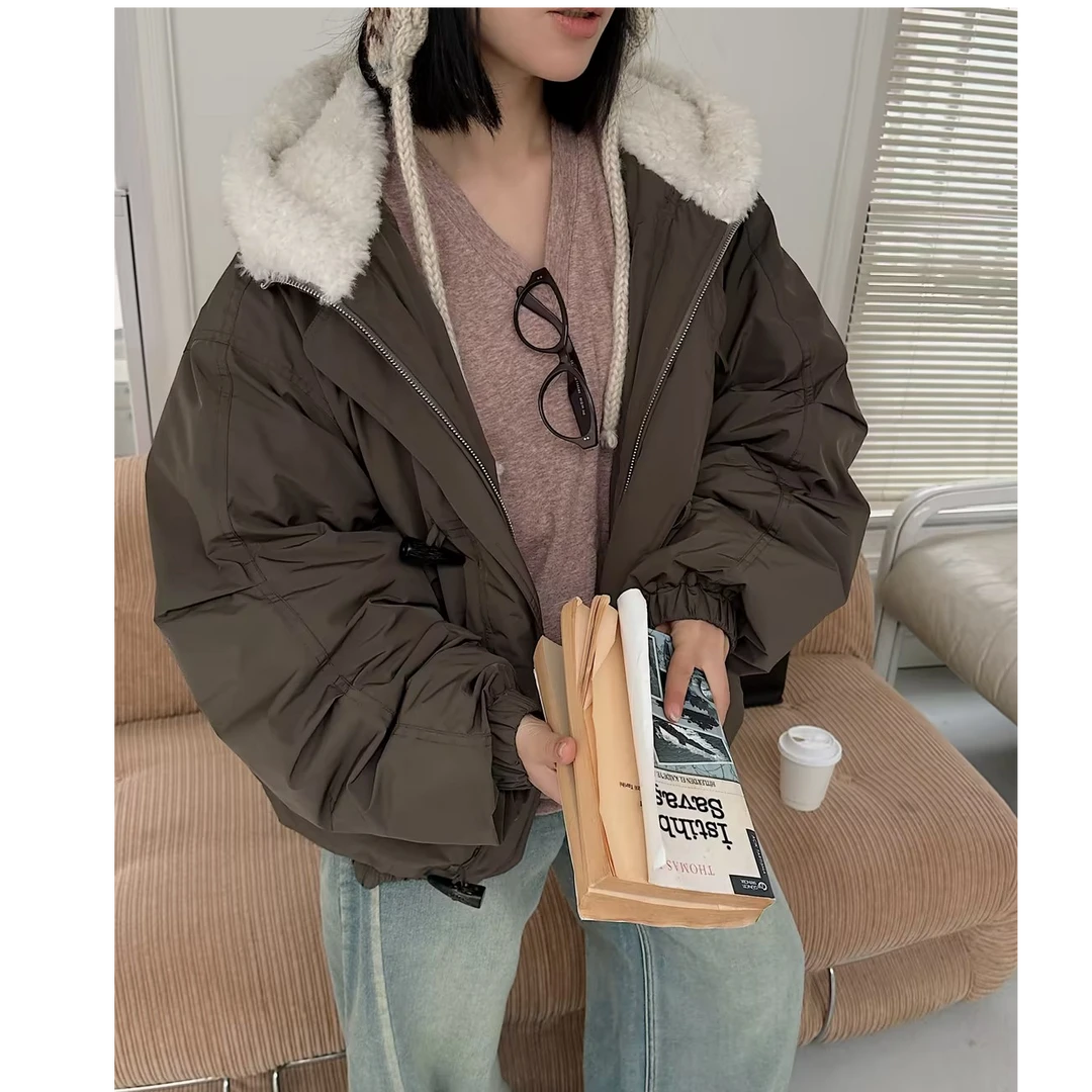 IMMI设计师品牌布面牛角扣连帽羽绒服DSC买手店I014D1241901