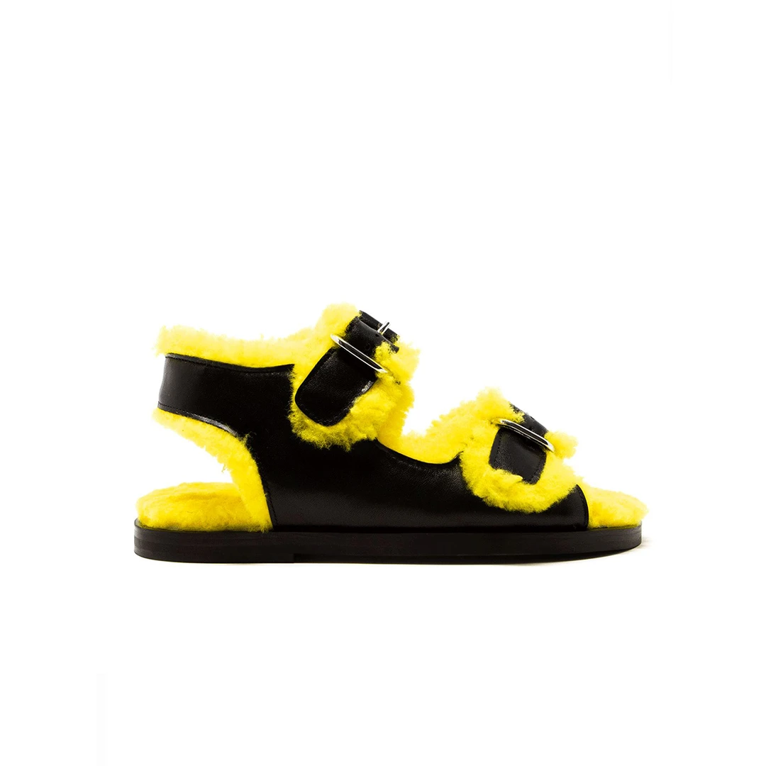 FUR DELUXE 拼毛凉鞋 时尚休闲保暖 DEARSOCUTE买手店AW23F06001