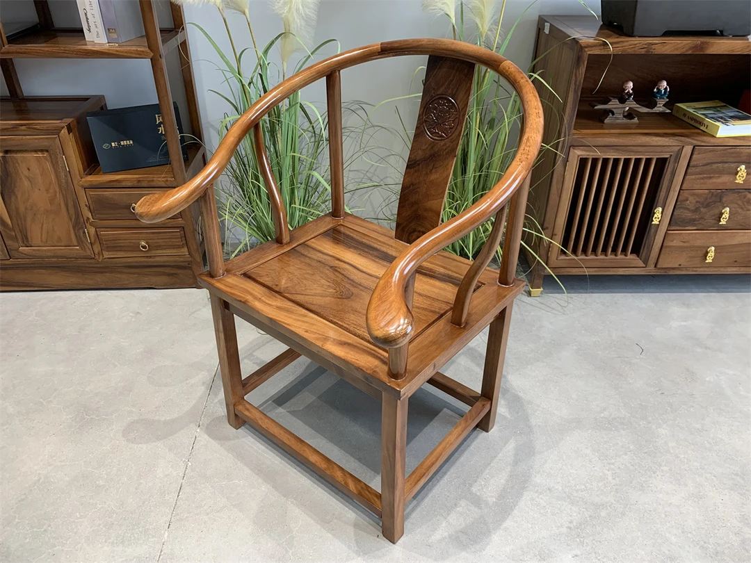 中式圈椅官帽椅原木纯料书房会议室无拼接厂家直销茶椅实木椅书椅