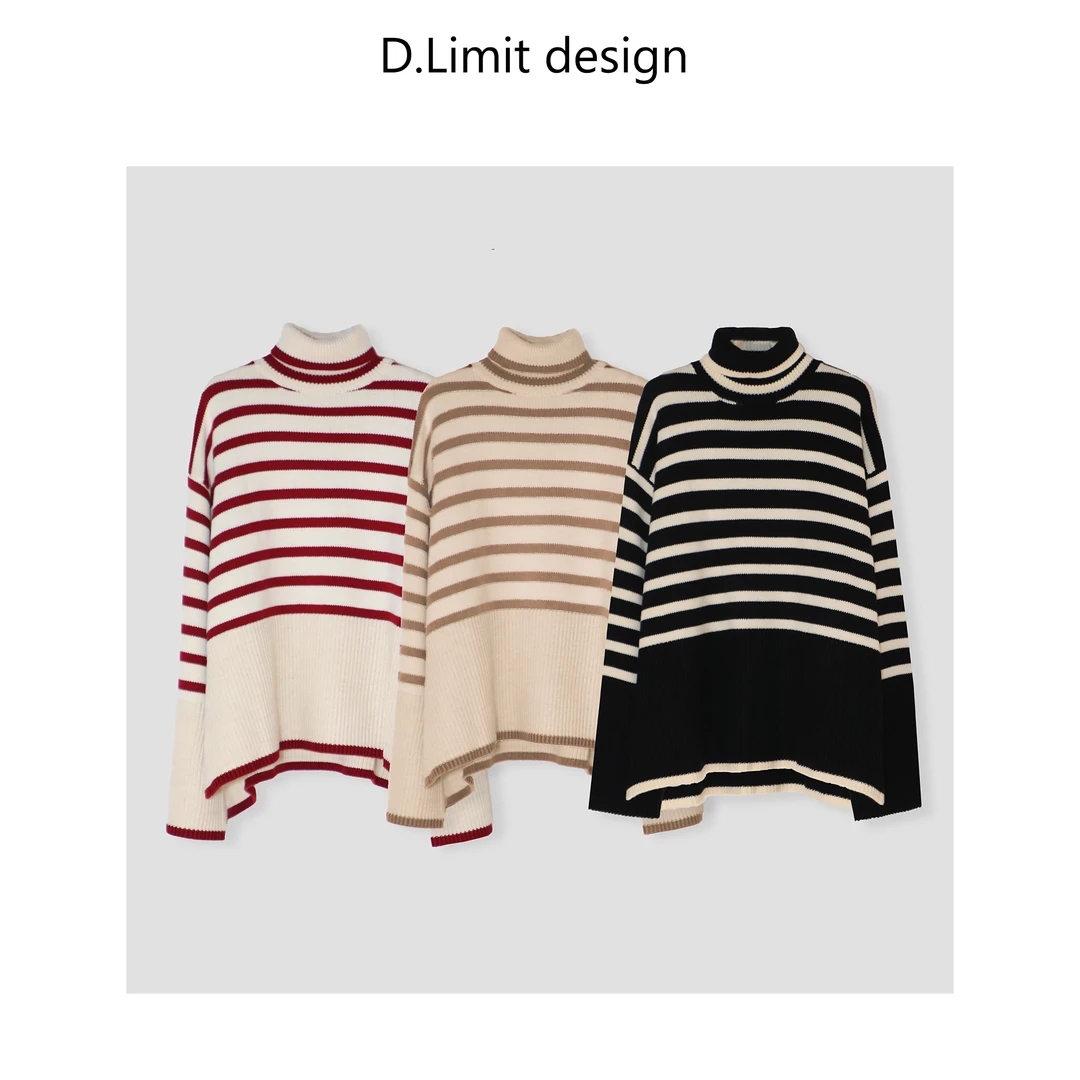 【D.Limit design】美式复古条纹毛衣DLCK1486