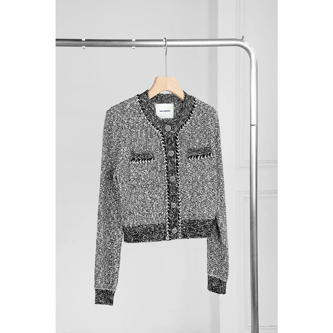 【送吊带/半裙】设计款小香风编织纹针织短外套DLLFY847