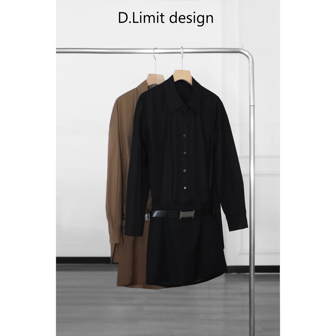 【D.Limit design】衬衫拼接假两件中长款长袖裙Q-XZG126