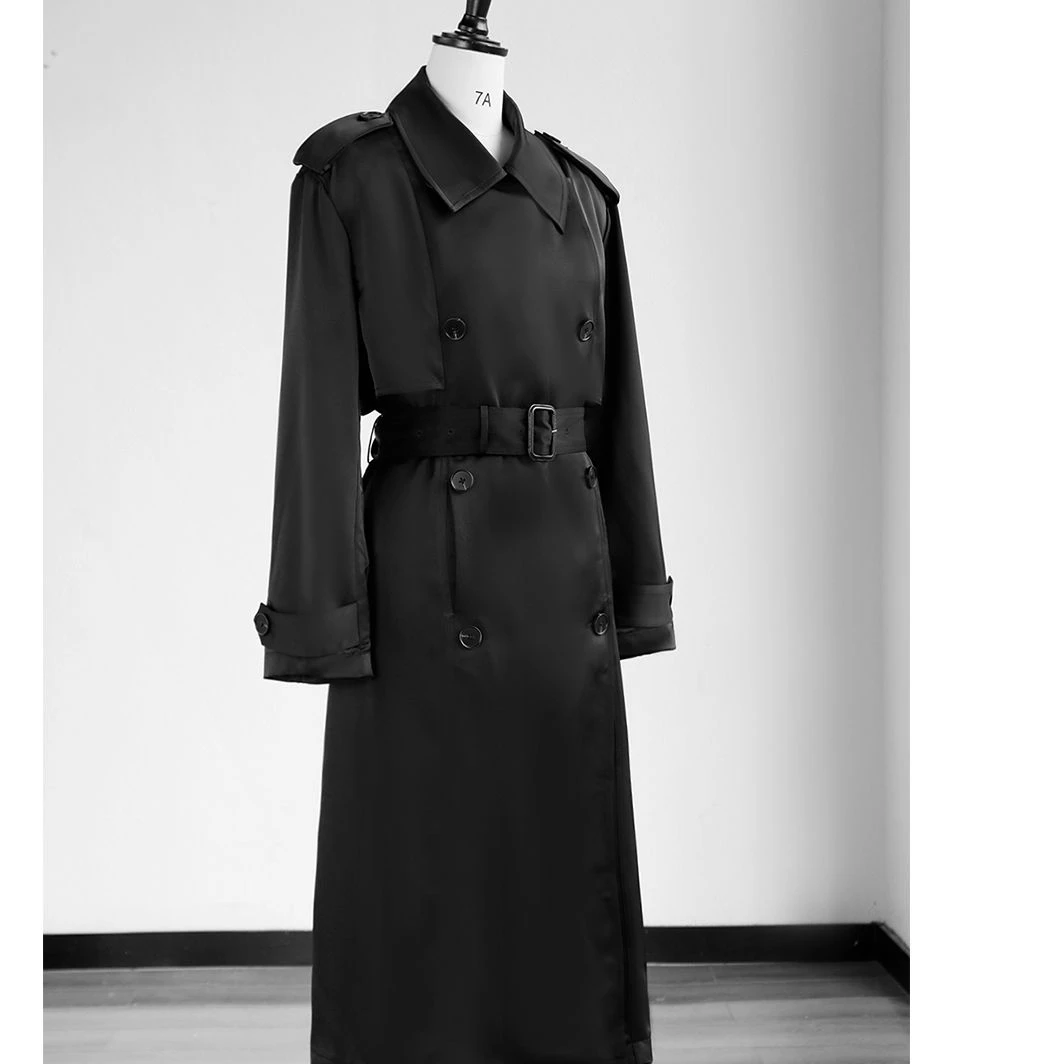 【D.Limit design】英伦风气质纯色收腰长款风衣DLHY825