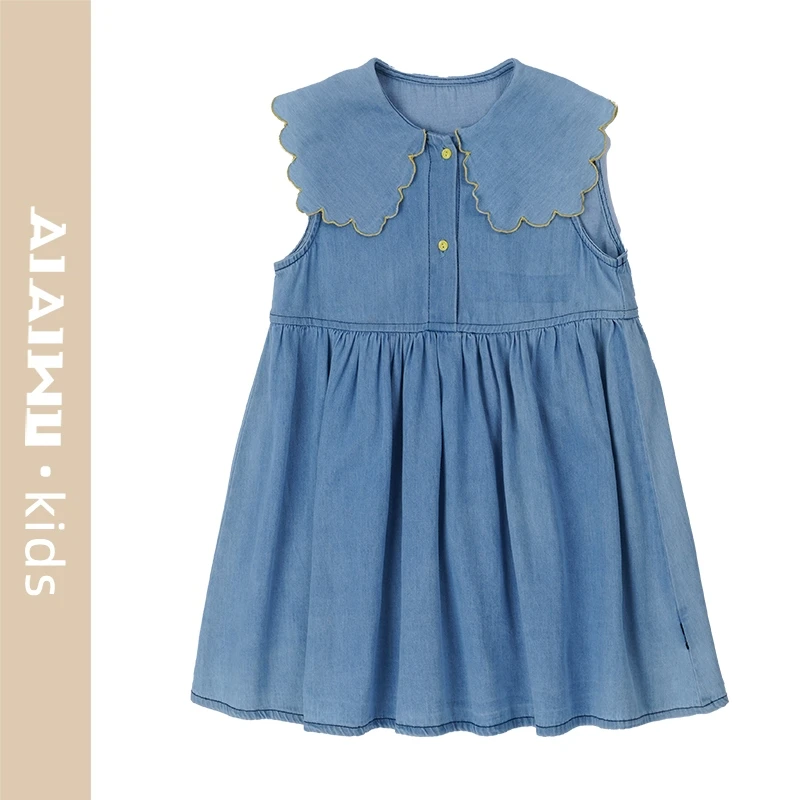 艾艾屋女童裙子2024夏季新品幼小童女宝牛仔连衣裙休闲YNSS22