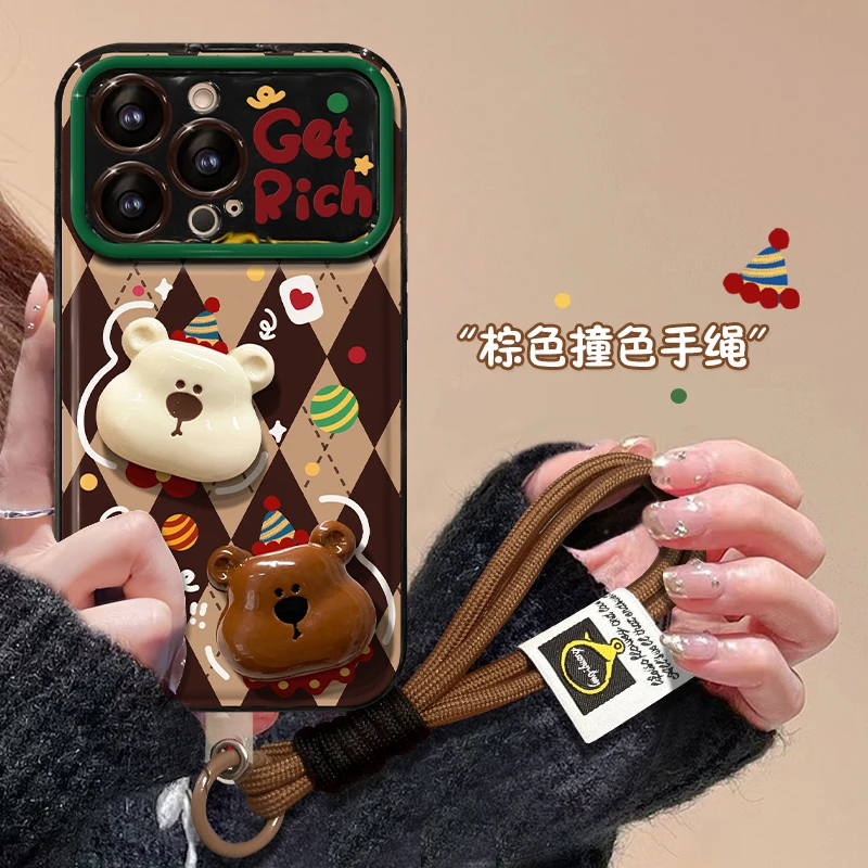 菱格圣诞小熊适用苹果/华为/vivo/oppo/翻盖iPhone15手机壳