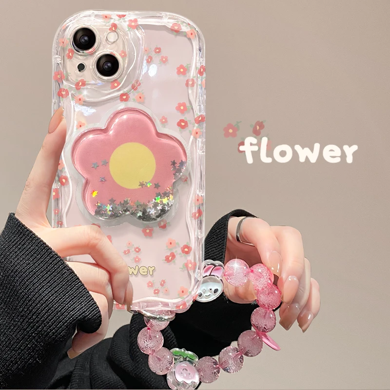 满屏粉花苹果14手机壳iPhone13新款12透明散热ProMax气囊14P防摔