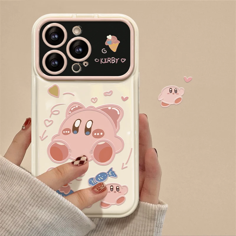 蛋糕卡比苹果华为vivo/oppo小米翻盖镜子大视窗iPhone15pro手机壳