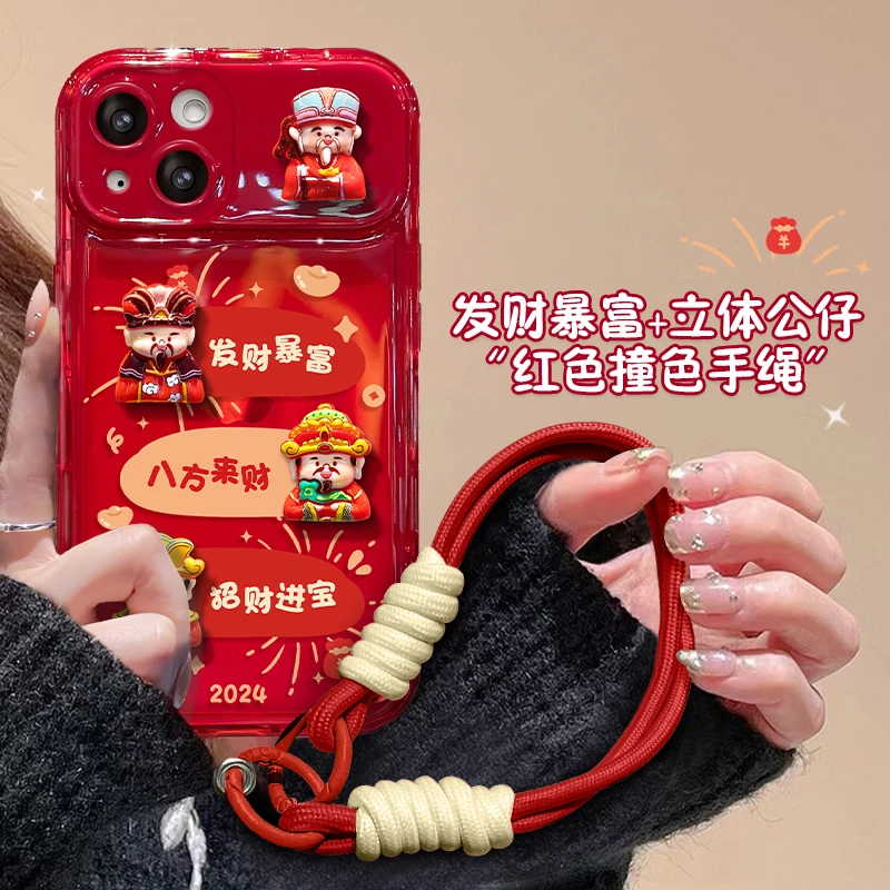 烟花颜料祝福苹果15iPhone14promax新款13翻盖镜子大视窗手机壳