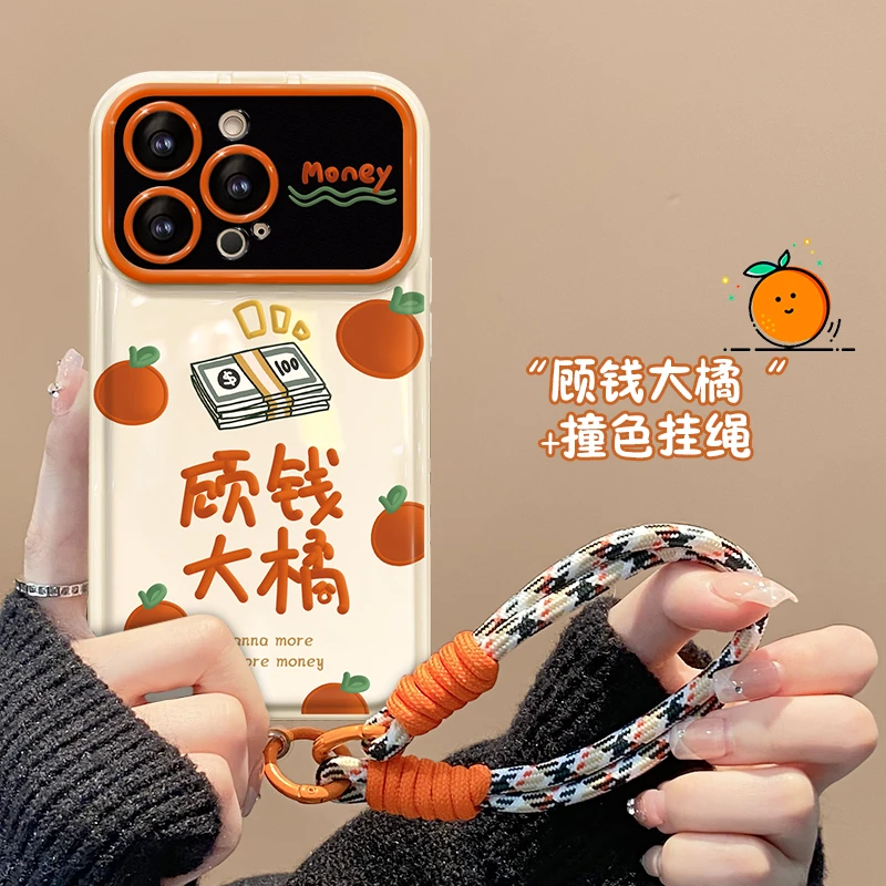 顾钱&柿柿苹果14华为vivo小米oppo翻盖镜子大视窗iPhone15手机壳