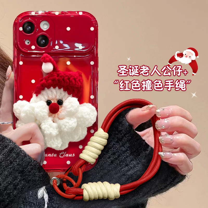 圣诞老人苹果华为/vivo/oppo/小米翻盖镜子iPhone15pro创意手机壳