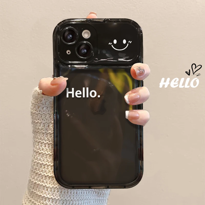 简约笑脸苹果/华为/vivo/oppo/小米/翻盖镜子iPhone15pro手机壳