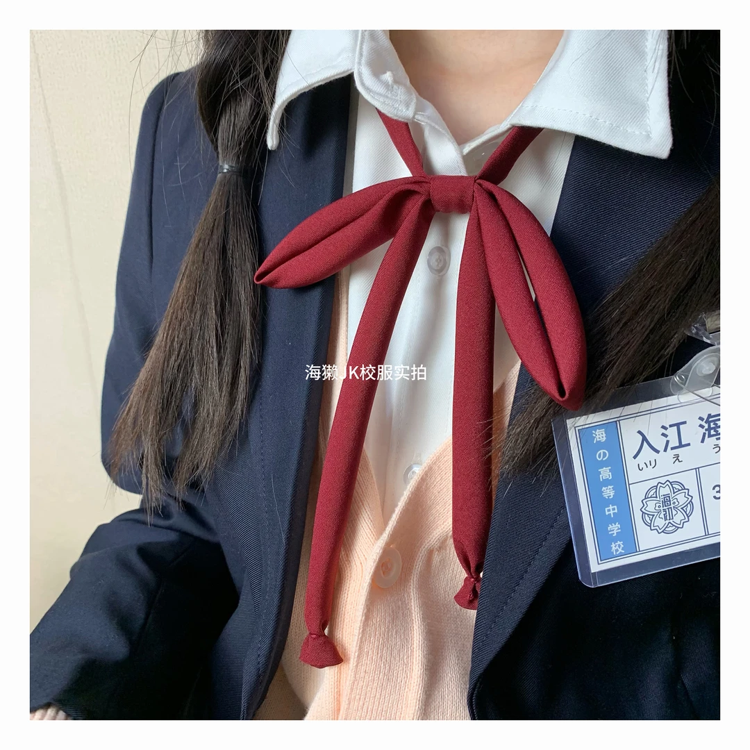 海獭-自制！纯色免打领绳系带绳子校供感学生jk制服衬衫搭配小物