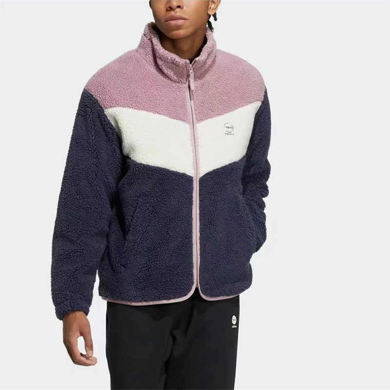 正品Adidas/阿迪达斯男女同款摇粒绒运动休闲立领夹克外套HY9651