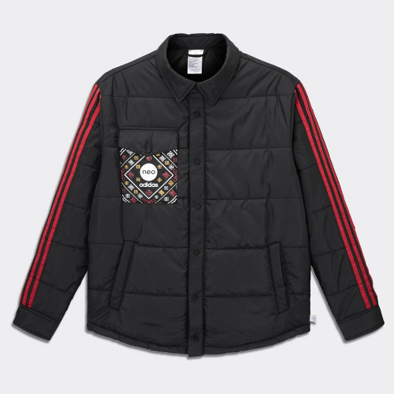 正品Adidas/阿迪达斯Neo春季男子运动休闲保暖棉服外套HM9888