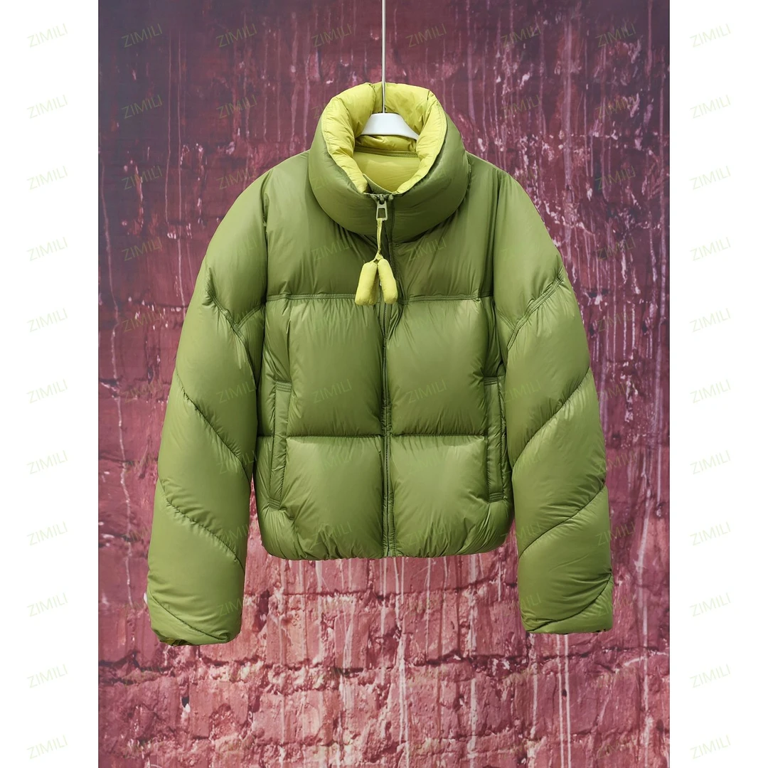 【韩哥女装】设计师简约风穿搭牛油果绿立领休闲面包羽绒服2621