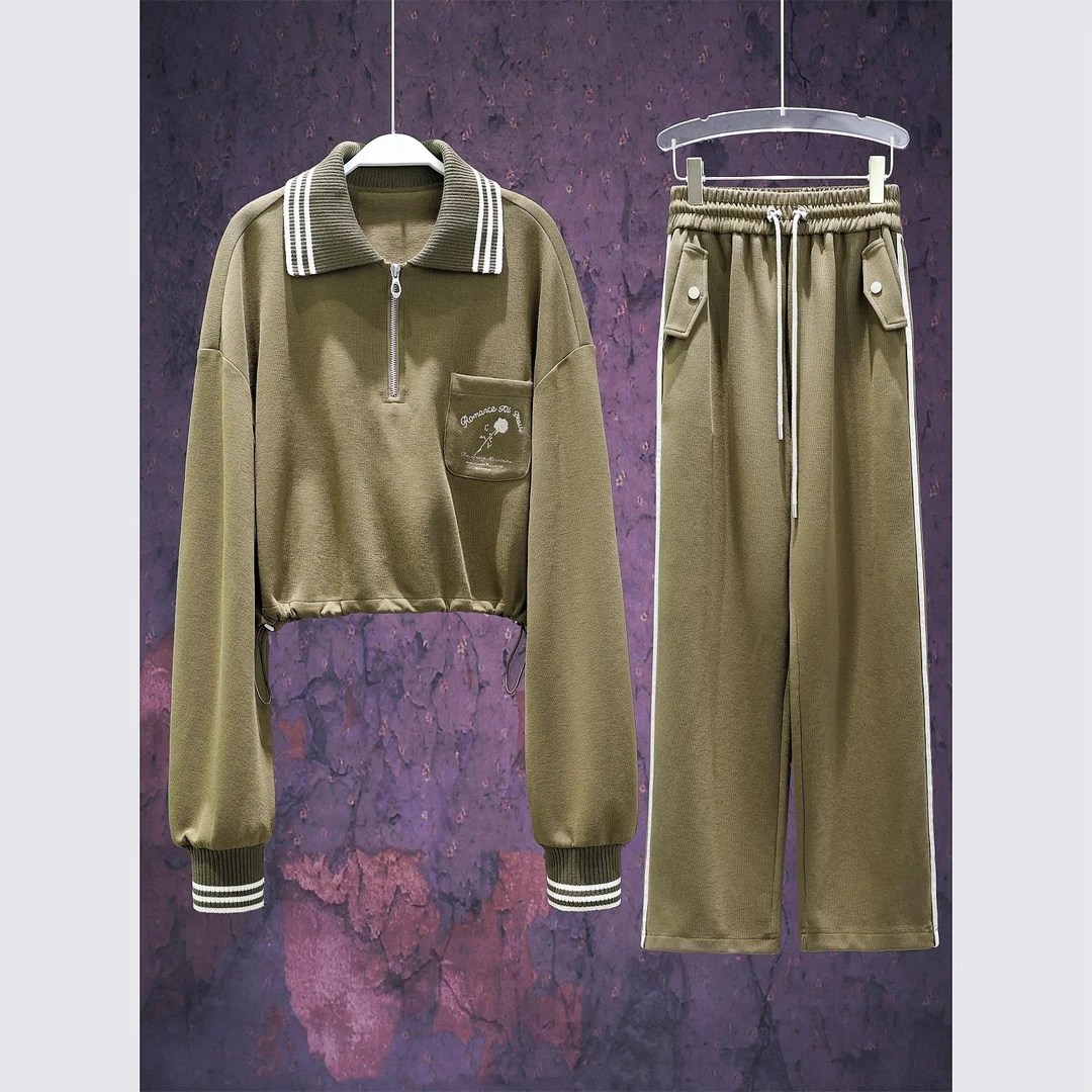 【韩哥女装】2024早秋欧版设计师时尚潮流气质拼色休闲套装1831