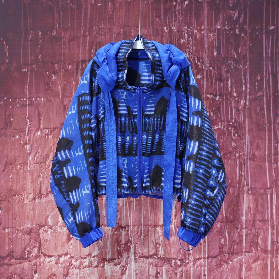 【韩哥女装】夏季幻影蓝冰丝防晒时尚蝙蝠袖连帽阔版休闲防晒衣3387