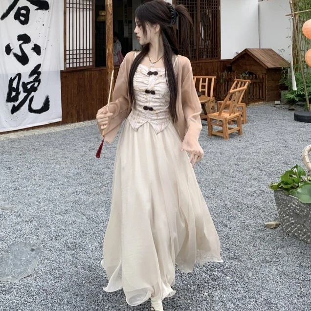 新中式国风套装长袖衬衫女装夏季清冷系禅意氛围感半身裙两件套装