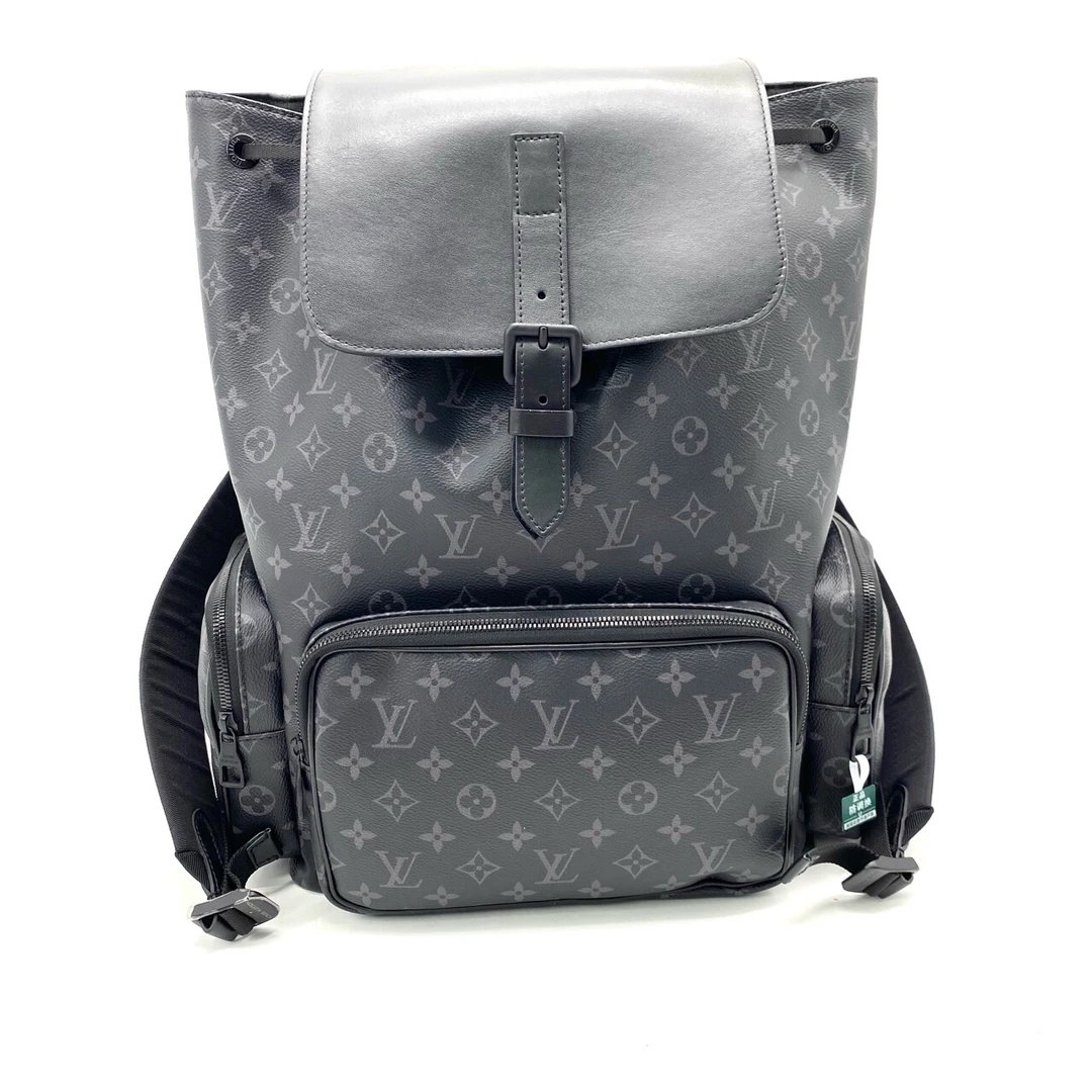 99新 LouisVuitton/路易威登 黑老花trio双肩尺寸38/44芯片款