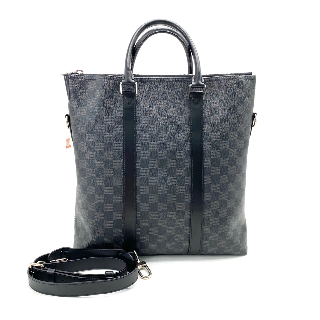 95新 LouisVuitton/路易威登 lv黑棋盘竖版手提公文包，尺寸35/38