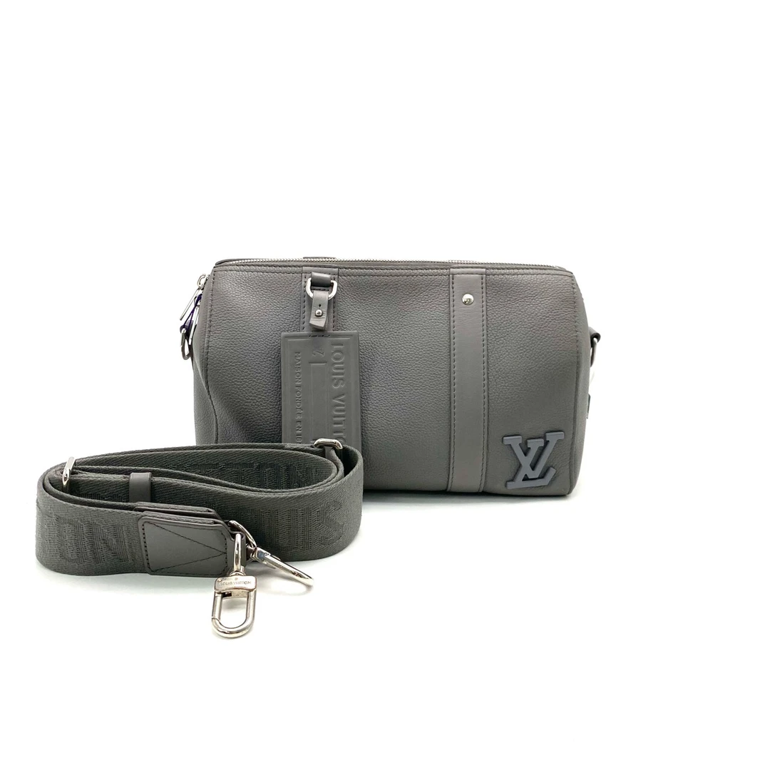 95新 LouisVuitton/路易威登 灰色全皮citykeepall斜挎尺寸27/17