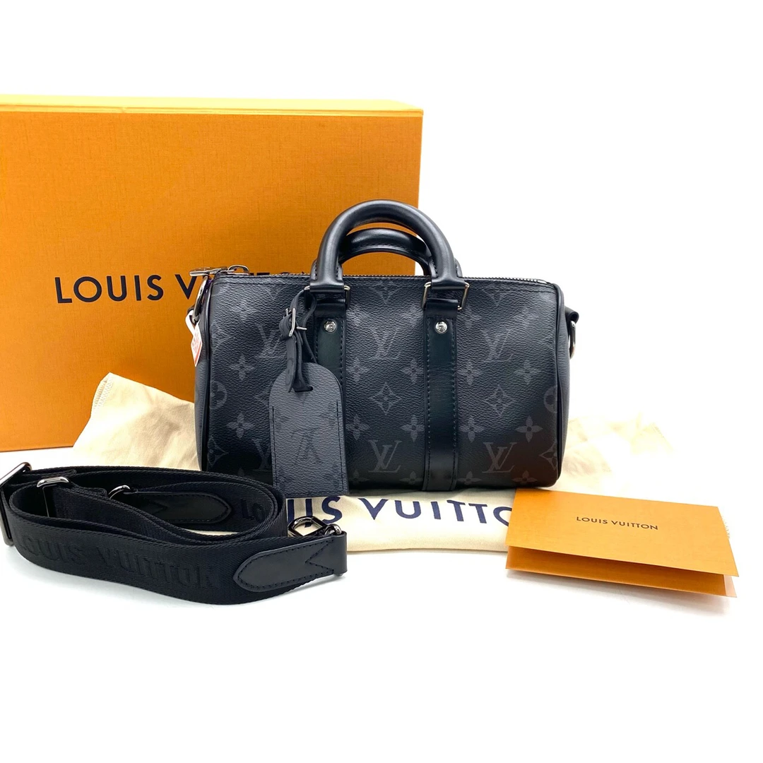99新 LouisVuitton/路易威登 黑老花keepall25尺寸25/15