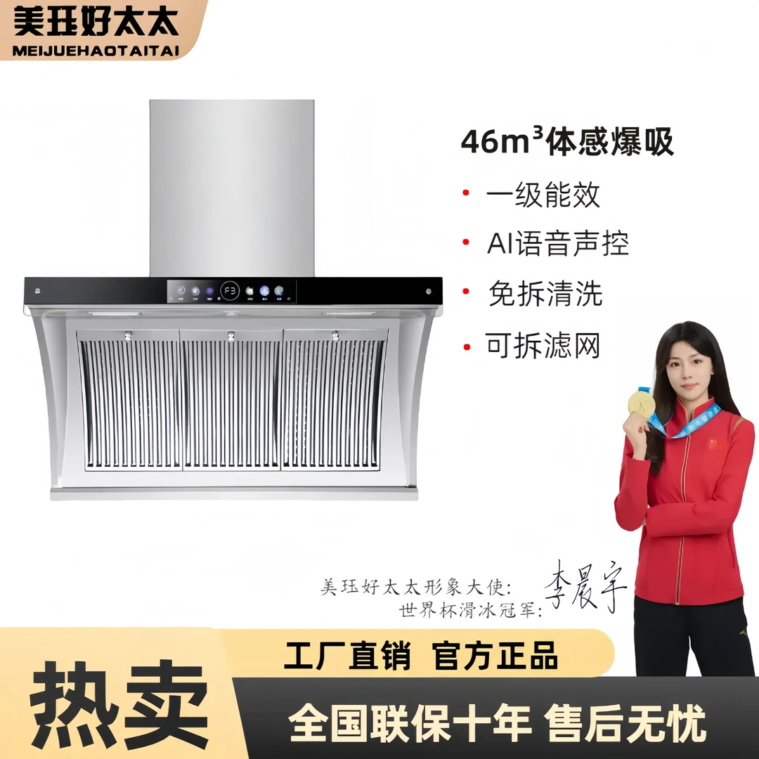 ai出租房不锈钢迷你免拆吸油机双电机侧吸式抽油烟机语音小户型