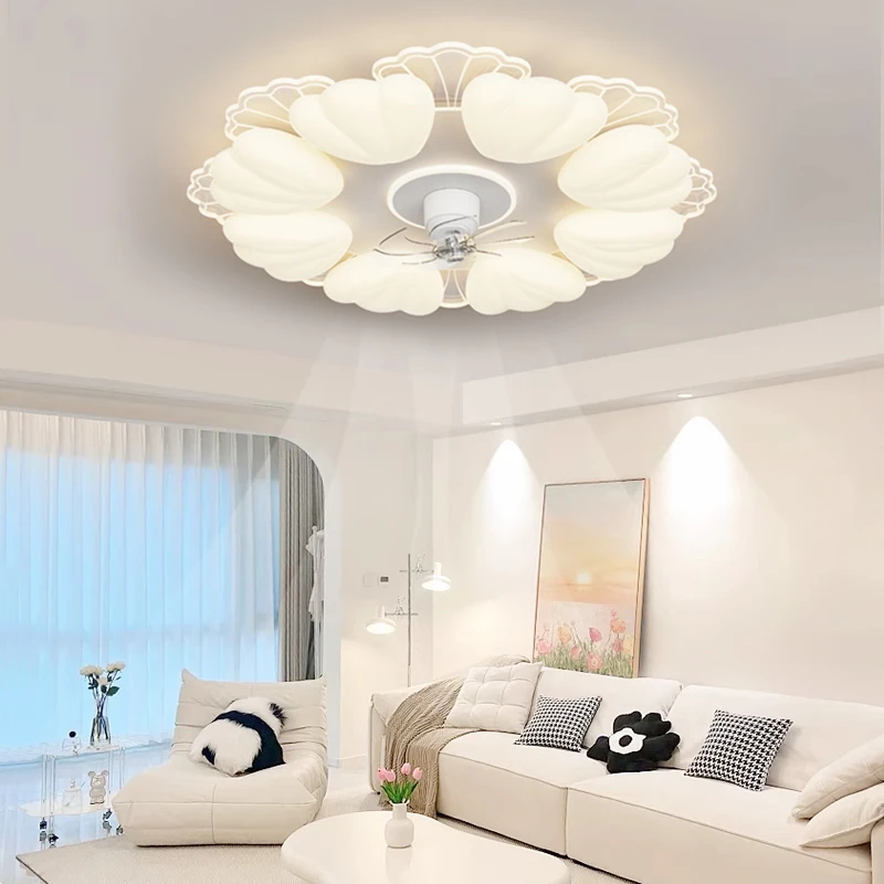 2025全光谱护眼风扇灯奶油风简约风卧室餐厅语音风扇