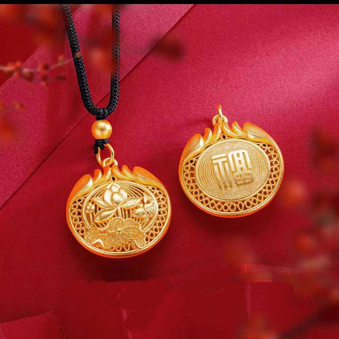 非金属布艺项链 （2281）新中式国风元素莲花福子项链--长60