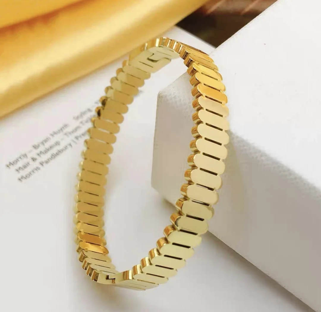 钛钢手镯 （3138）简约百搭表带款开口手镯--内直径58