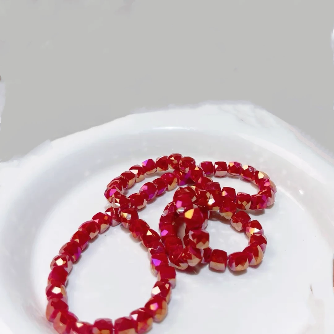 非金属仿水晶戒指 （4101）红晶晶炫彩弹力绳戒指