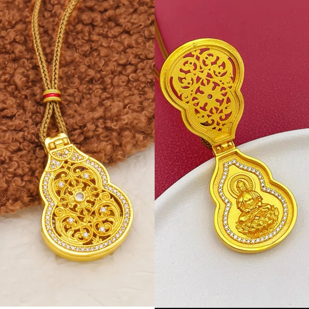 非金属布艺项链 2455轻奢花丝葫芦可开合项链（65长）