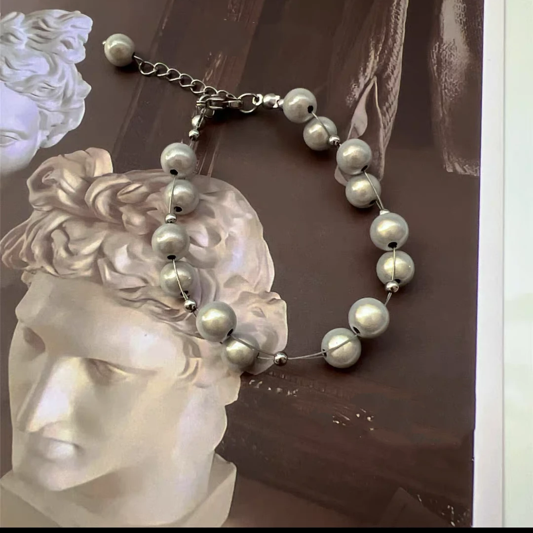 钛钢仿珍珠手链 （3082）轻奢小众转色珠珠手链--长20