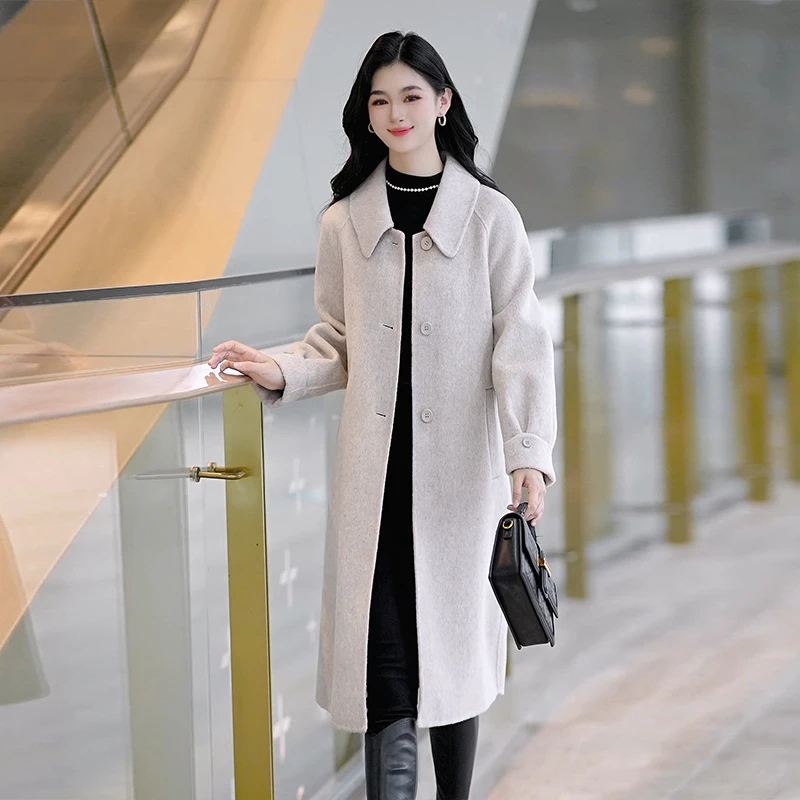 秋季女装新款长款双面时尚修身显瘦羊毛洋气呢子外套女