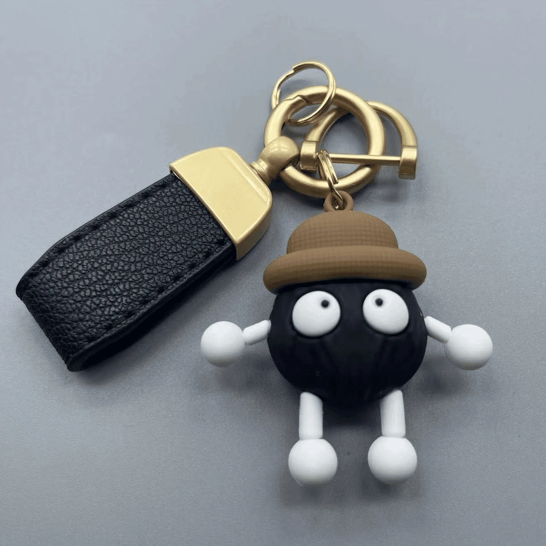 长腿小煤球钥匙扣高档小羊皮情侣汽车挂件小礼品包挂饰钥匙扣Y279