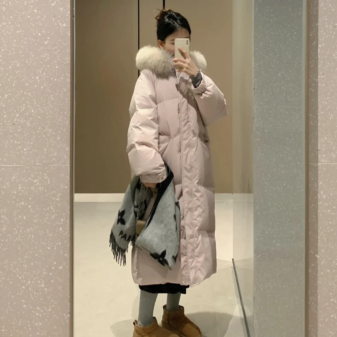 超好看的大毛领中长款棉服女过膝2025冬季新款设计感韩系棉袄外套