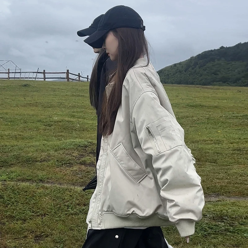 2025秋冬季新款加棉外套上衣港风男女同款美式复古情侣夹克棒球服