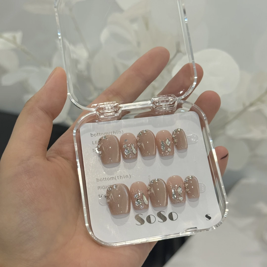 短短【全是钻】纯手工穿戴甲直播间下单赠送收纳盒+工具包