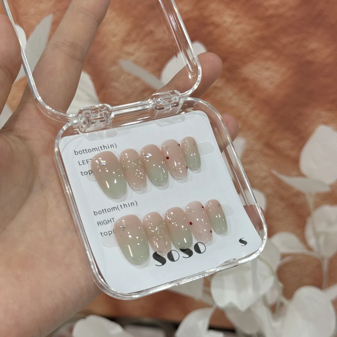 椭圆【风吹一夏】 纯手工穿戴甲直播间下单赠送收纳盒+工具包夏季