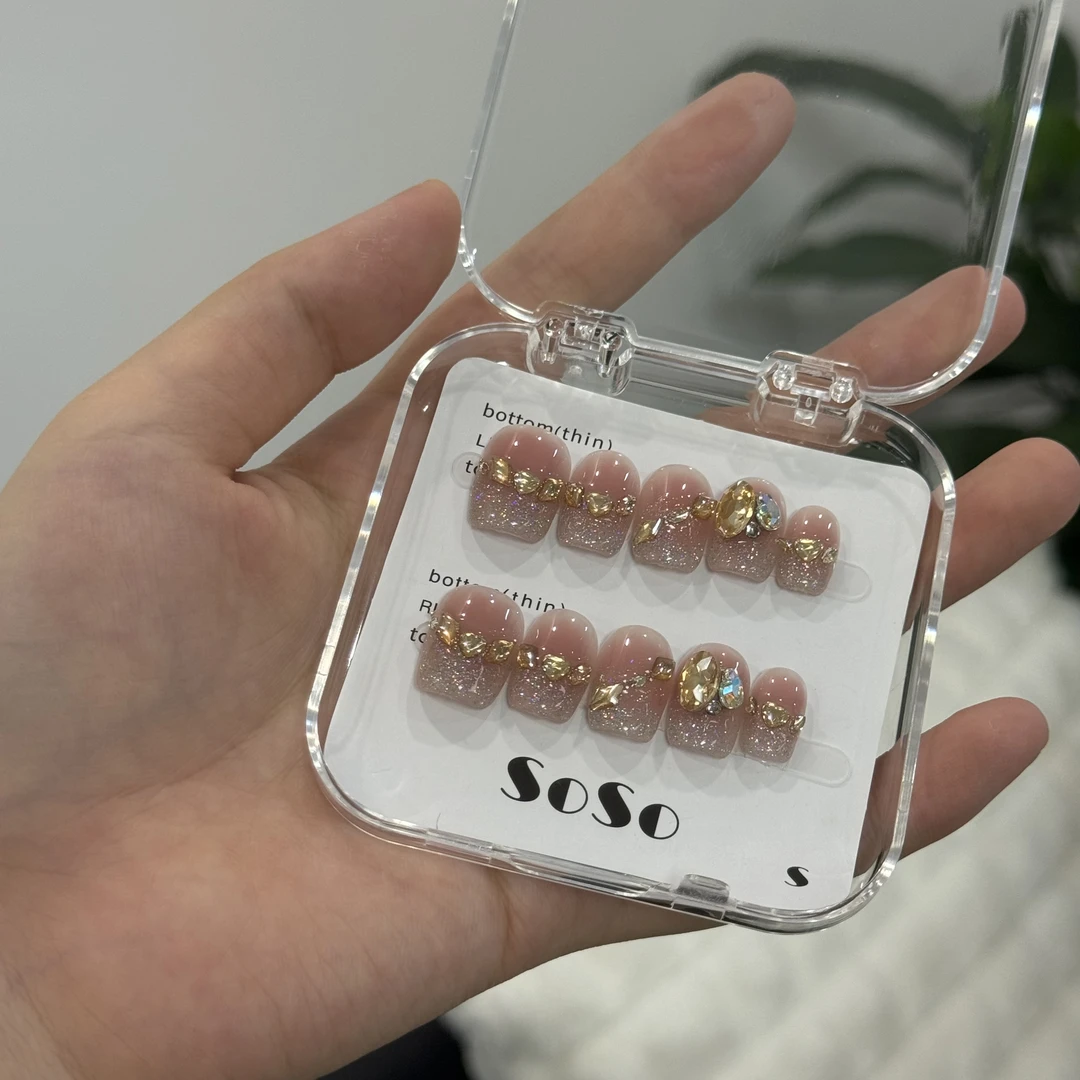 短短【巴黎往事】纯手工穿戴甲直播间下单赠送收纳盒+工具包夏季