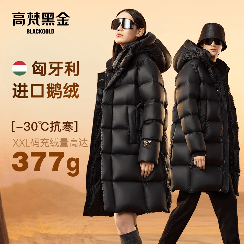 【S】高梵黑金鹅绒服2.0七格保暖情侣冬季户外加厚鹅绒服GH4220006-