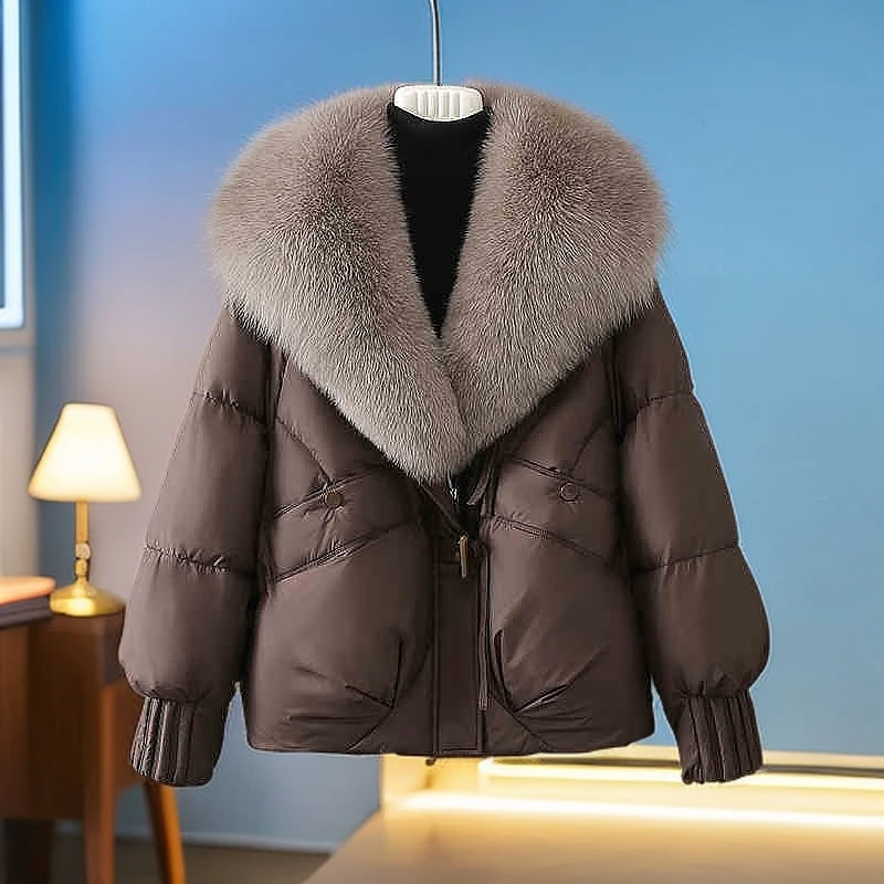 高级感超好看气质棉服女2025冬季新款保暖加厚毛领宽松面包服外套