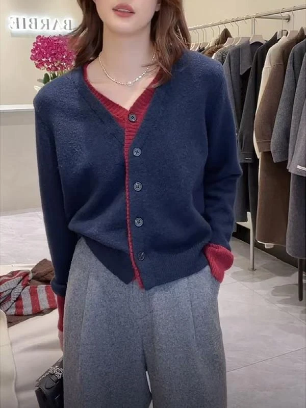 大码假两件显瘦正肩针织毛衣女胖妹妹秋冬时尚宽松遮肚子打底上衣