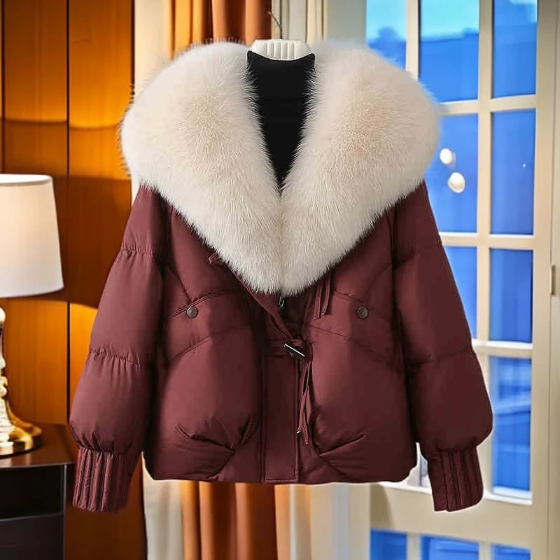 高级感超好看气质棉服女2025冬季新款保暖加厚毛领宽松面包服外套