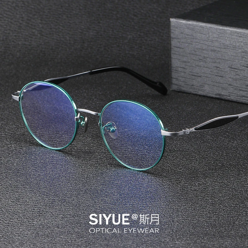 日系复古超轻纯钛圆形商务眼镜框架男可配变色防雾近视眼镜文艺女