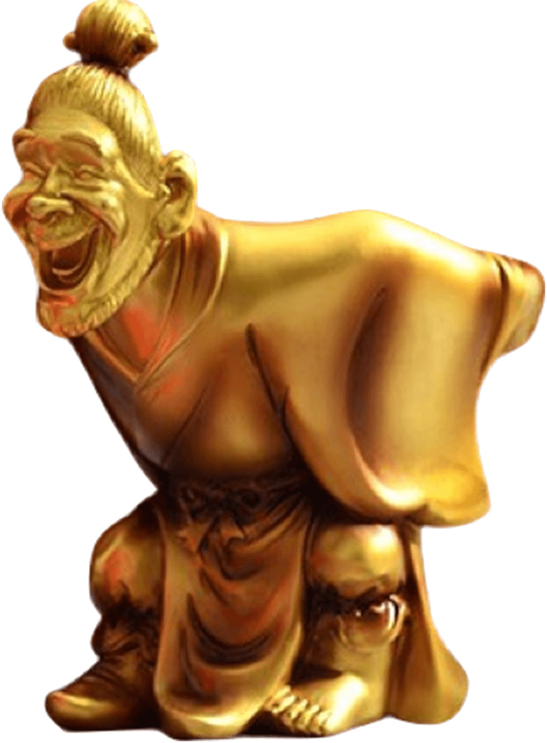 金色背酒老人摆件2个