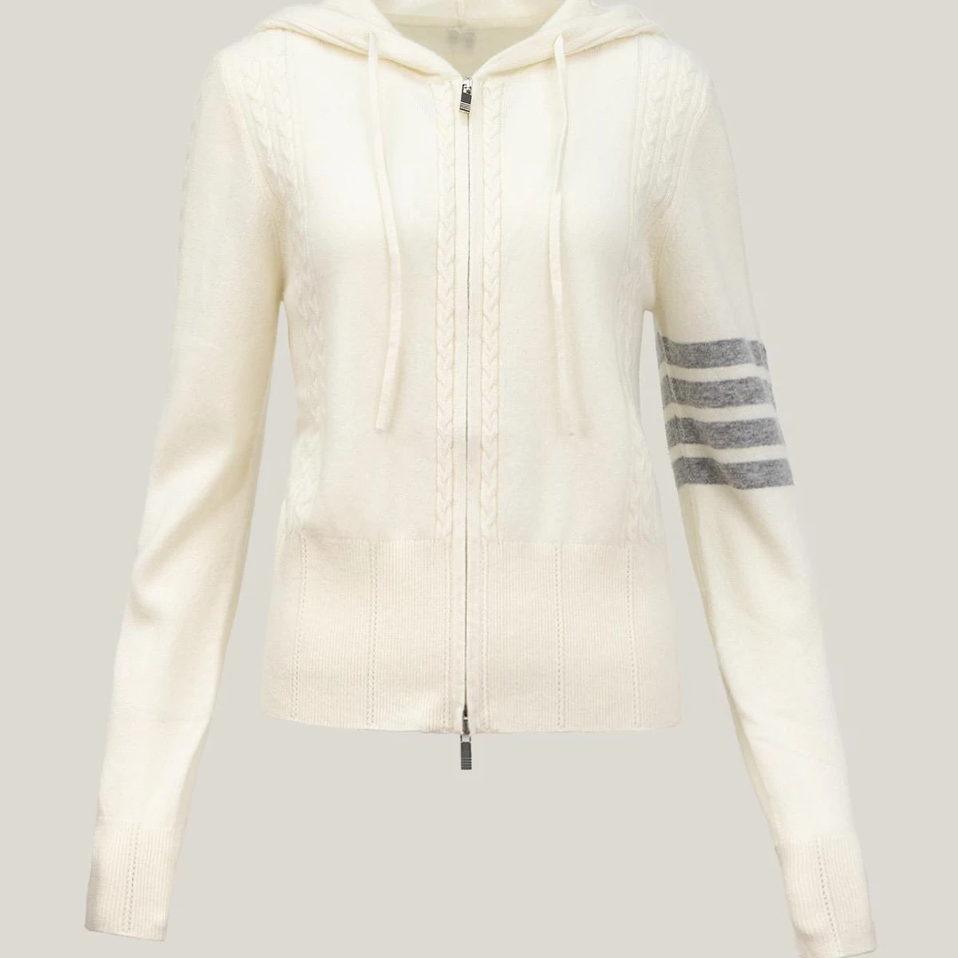 【书卷气】纯山羊绒连帽针织羊绒开衫YR25096