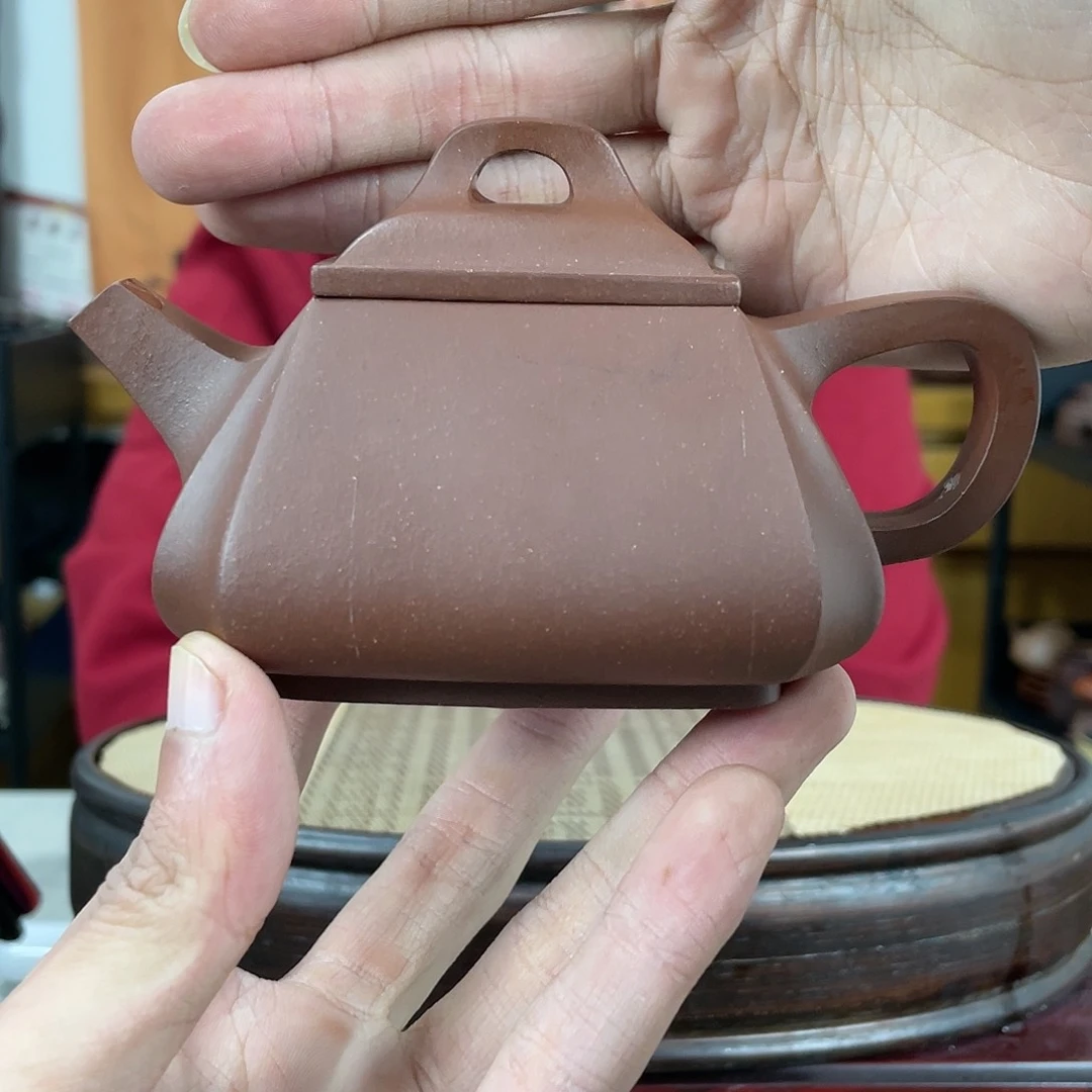 紫砂茶壶底槽清四方抽角石瓢壶