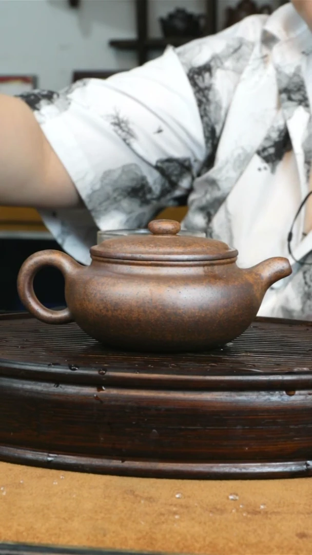 【闪购商品】紫砂茶壶20柴烧扁腹壶