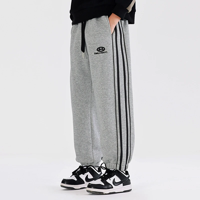 儿童装男童冬季一体加绒裤子新款中大童秋冬款宽松加厚休闲裤1726